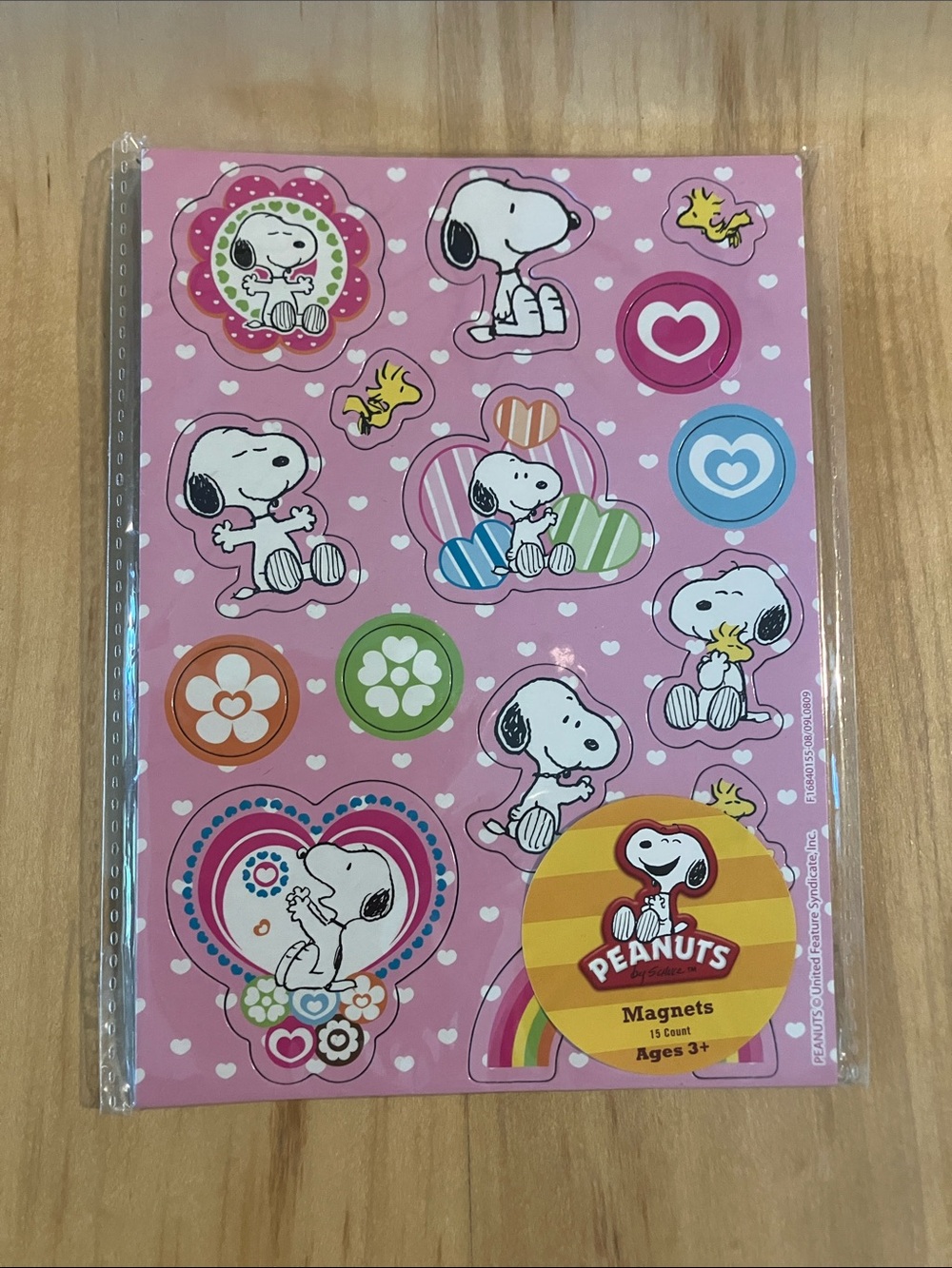 Peanuts Valentine's Day Snoopy Sticker Sheet - 7" x 5" sheet of 15 magnets